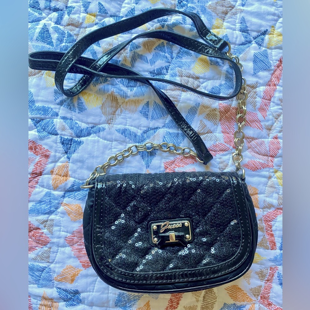 Small Guess sequins crossbody bag with chain strap